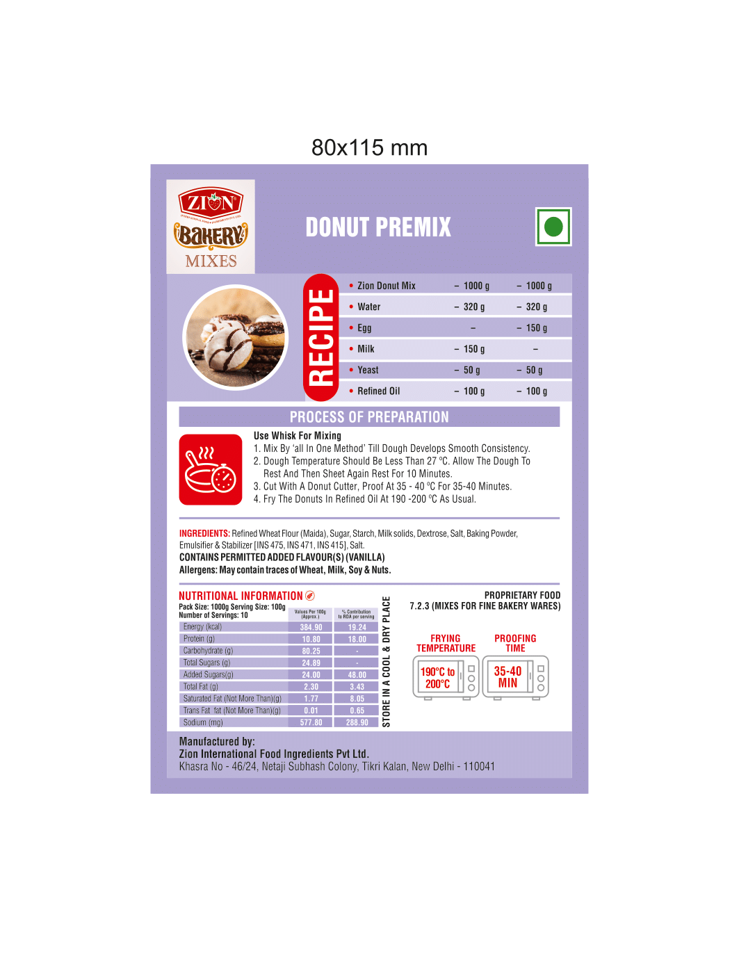 Zion Bakery Donut Premix