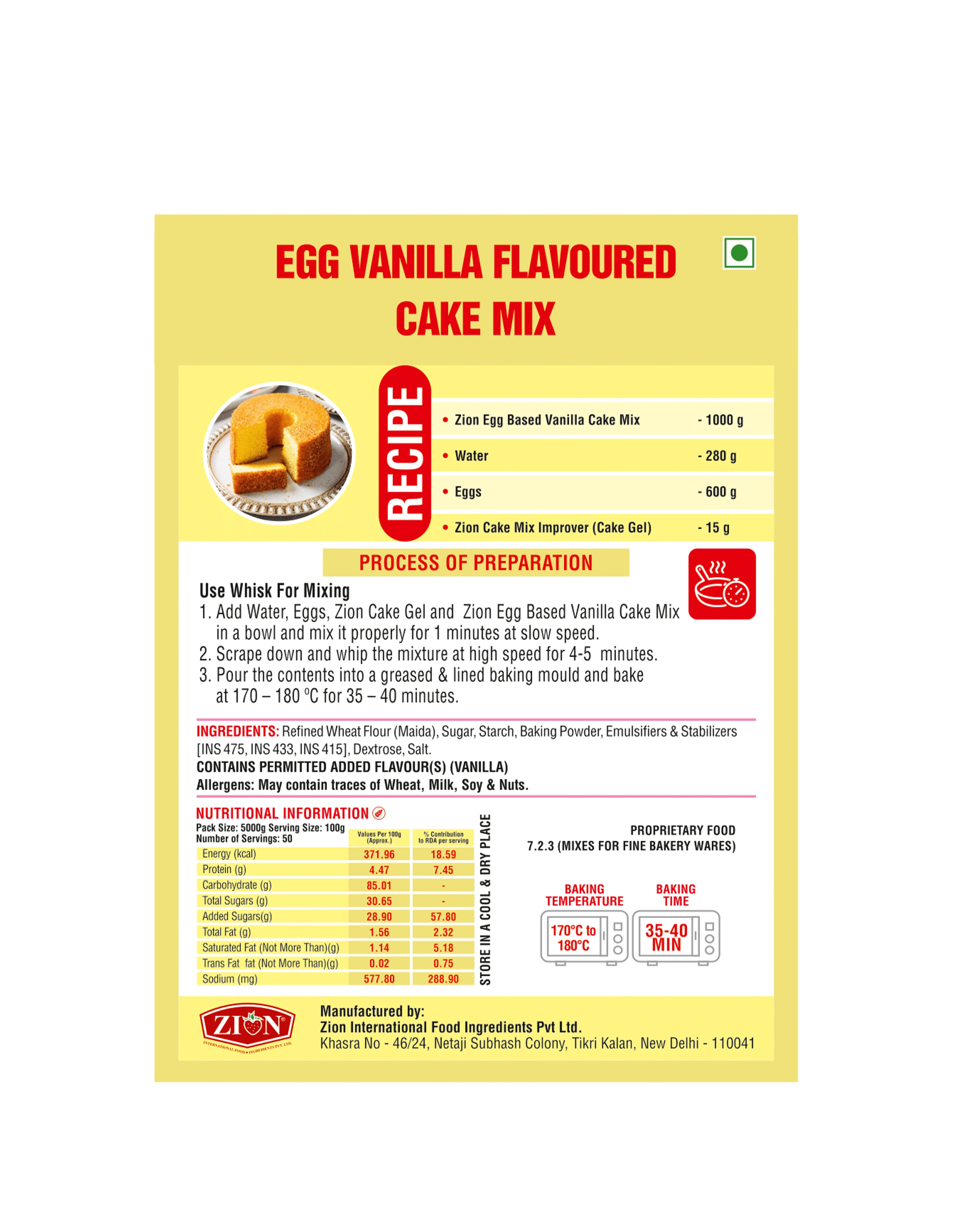 Egg-less Vanilla Cake